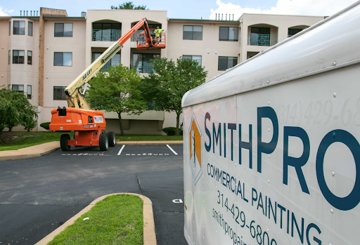SmithPro Painting trailer at a project